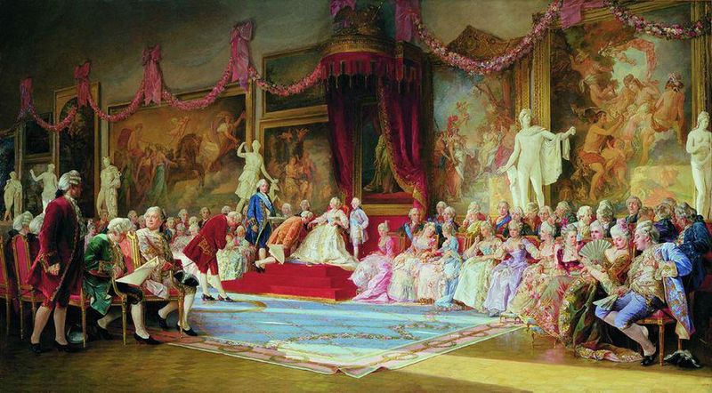 Inauguration of the Russian Academy of Arts, presided by Catherine The Great, July 7th, 1765 (Valery Ivanovich Jacobi) (1834-1902) Research Museum of the Russian Academy of Arts